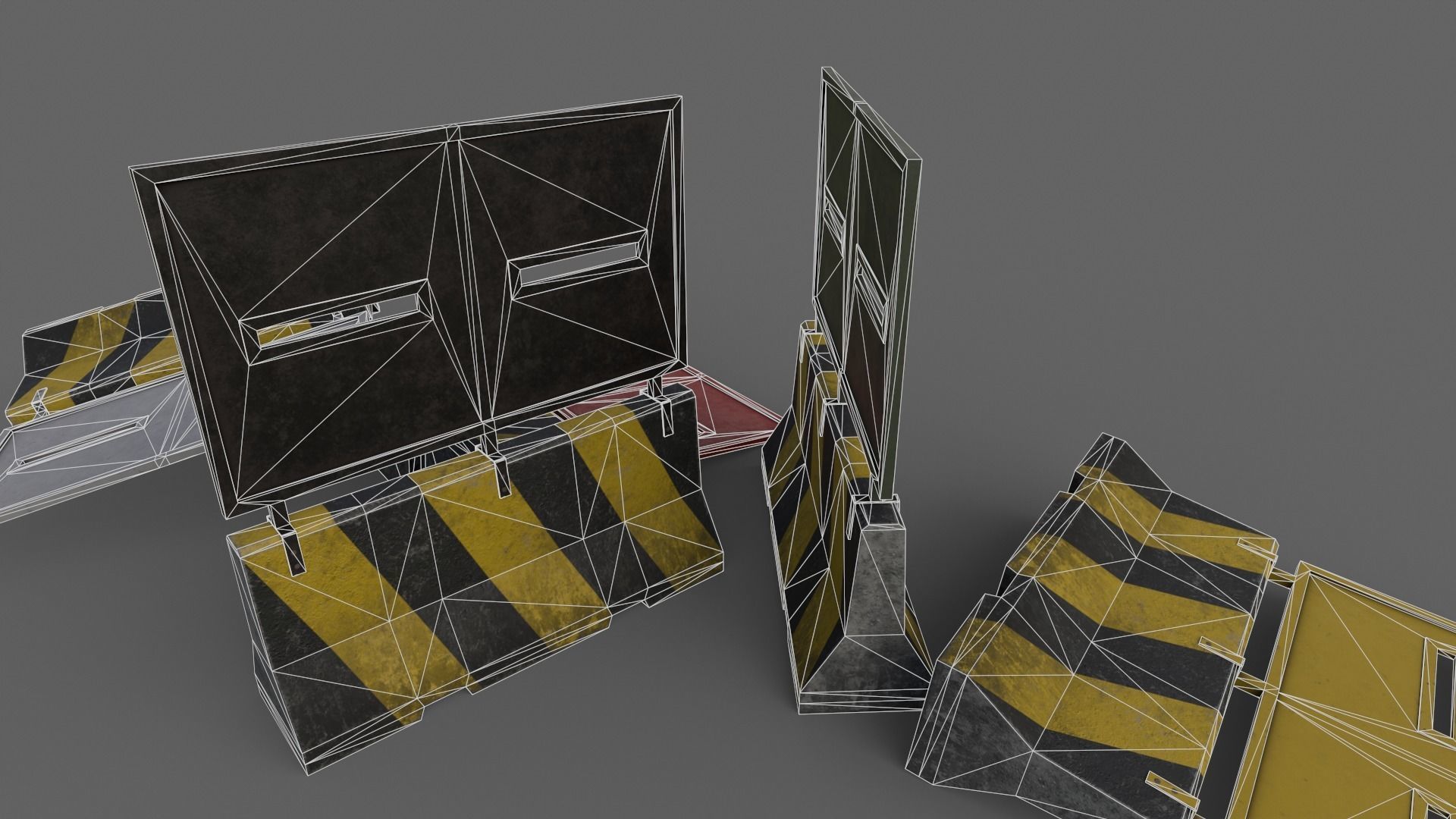 PBR Concrete Roadblock Barrier V2 Low-poly 3D model_22