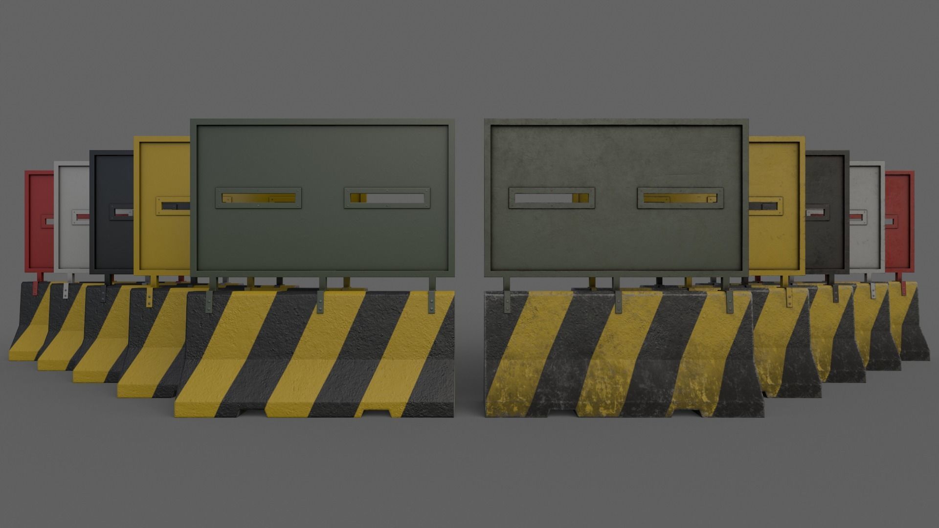 PBR Concrete Roadblock Barrier V2 Low-poly 3D model_2