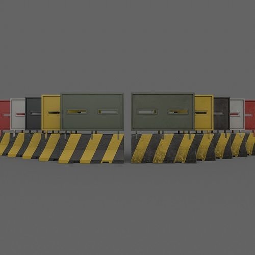 PBR Concrete Roadblock Barrier V2 Low-poly 3D model
