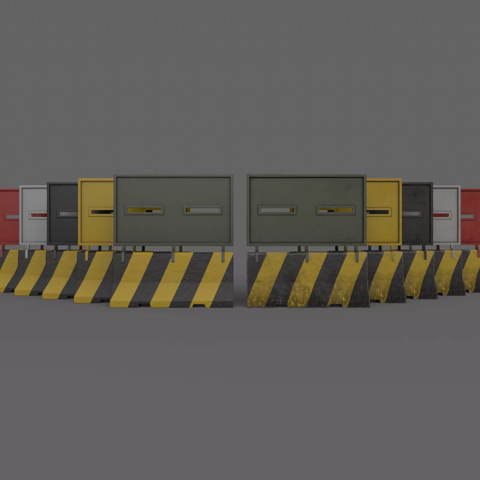 PBR Concrete Roadblock Barrier V2 Low-poly 3D model_0