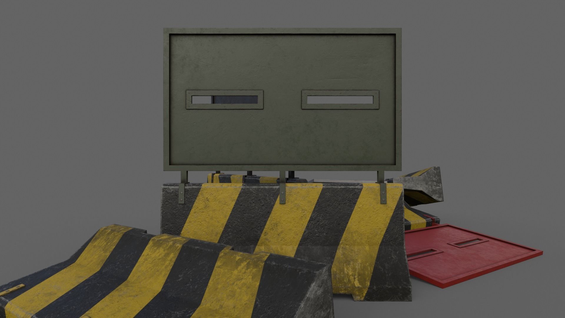 PBR Concrete Roadblock Barrier V2 Low-poly 3D model_19