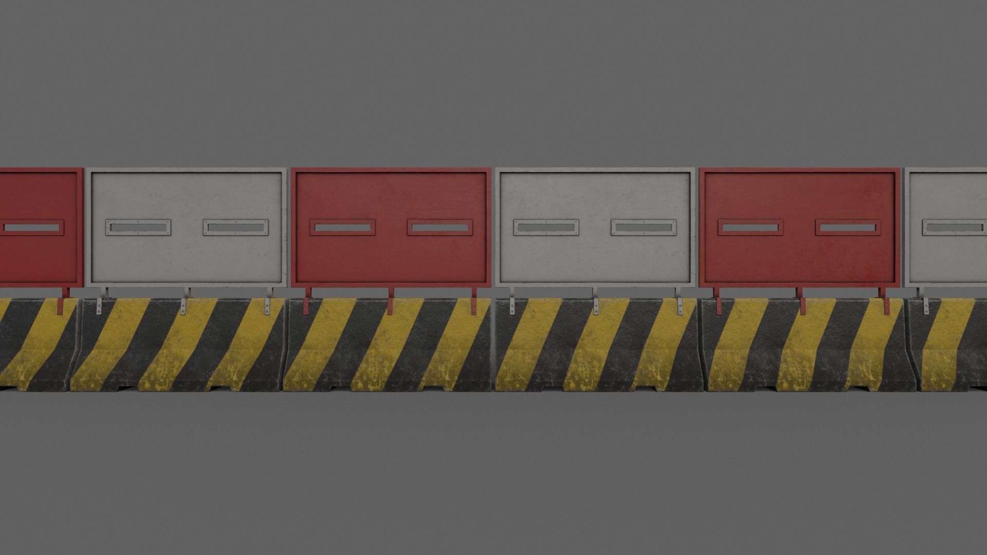 PBR Concrete Roadblock Barrier V2 Low-poly 3D model_14