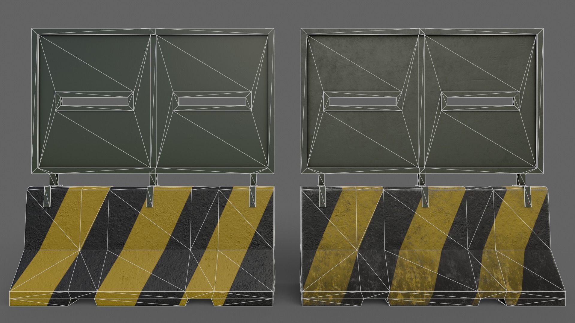 PBR Concrete Roadblock Barrier V2 Low-poly 3D model_4