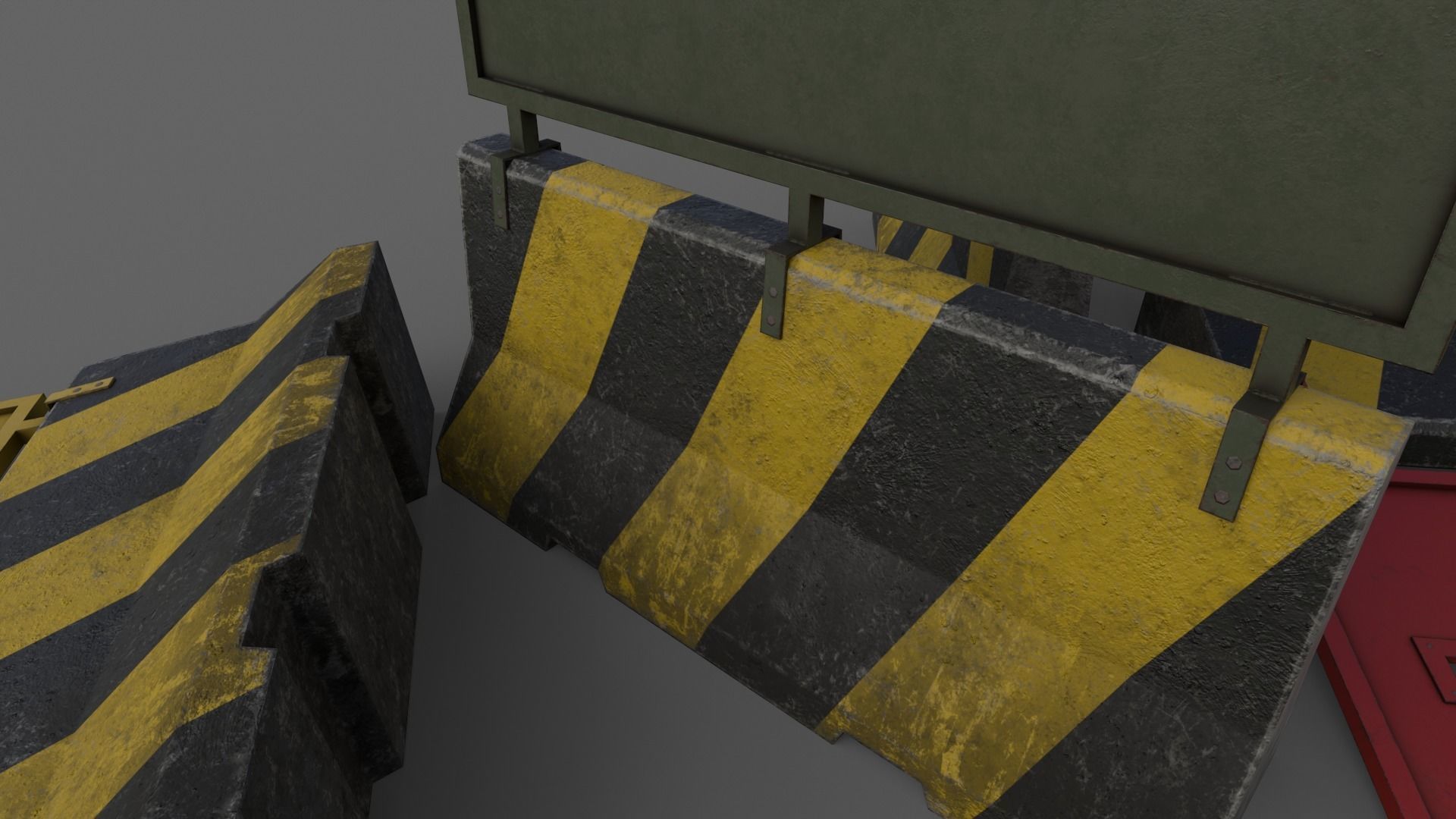 PBR Concrete Roadblock Barrier V2 Low-poly 3D model_25