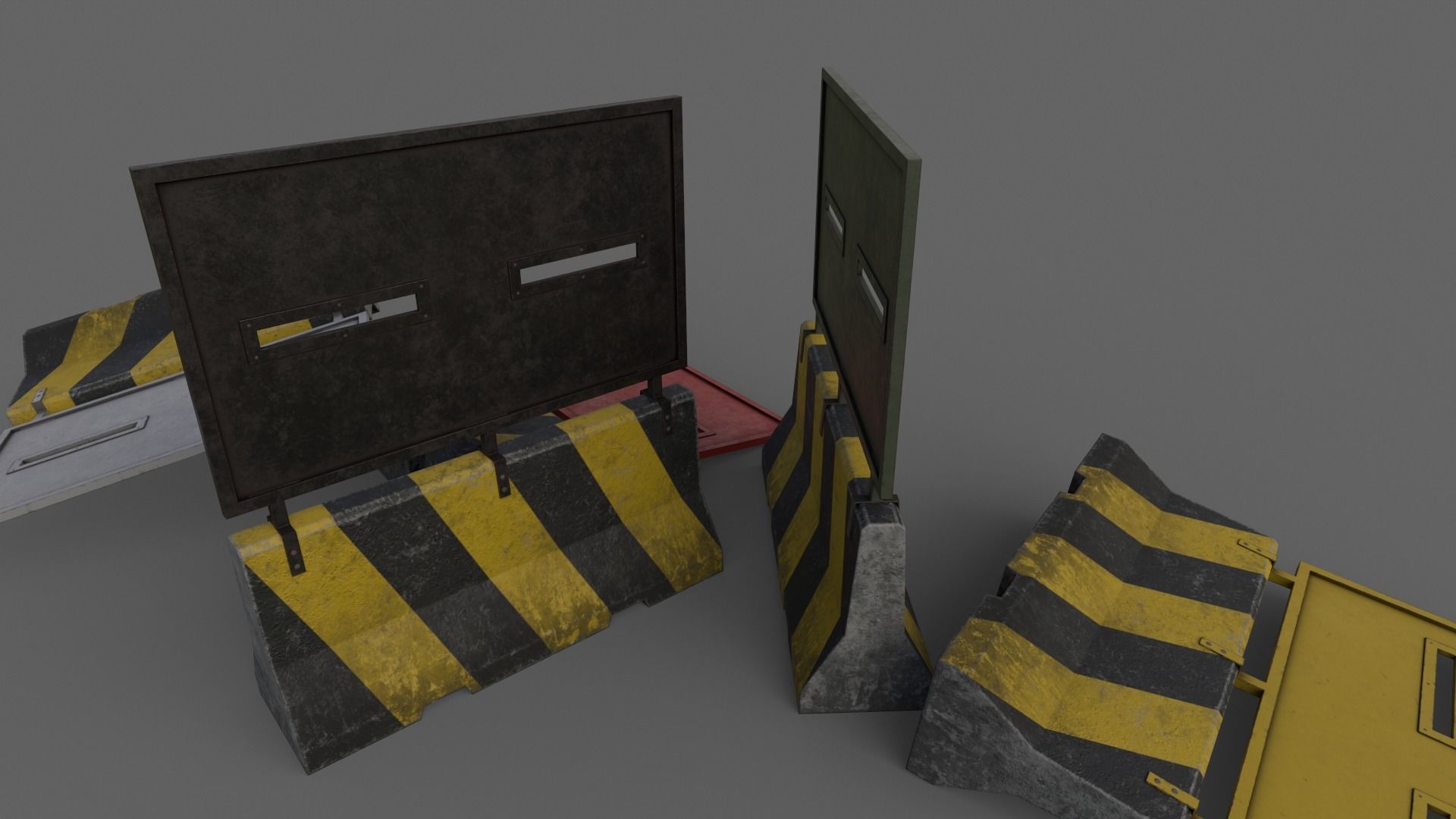 PBR Concrete Roadblock Barrier V2 Low-poly 3D model_21