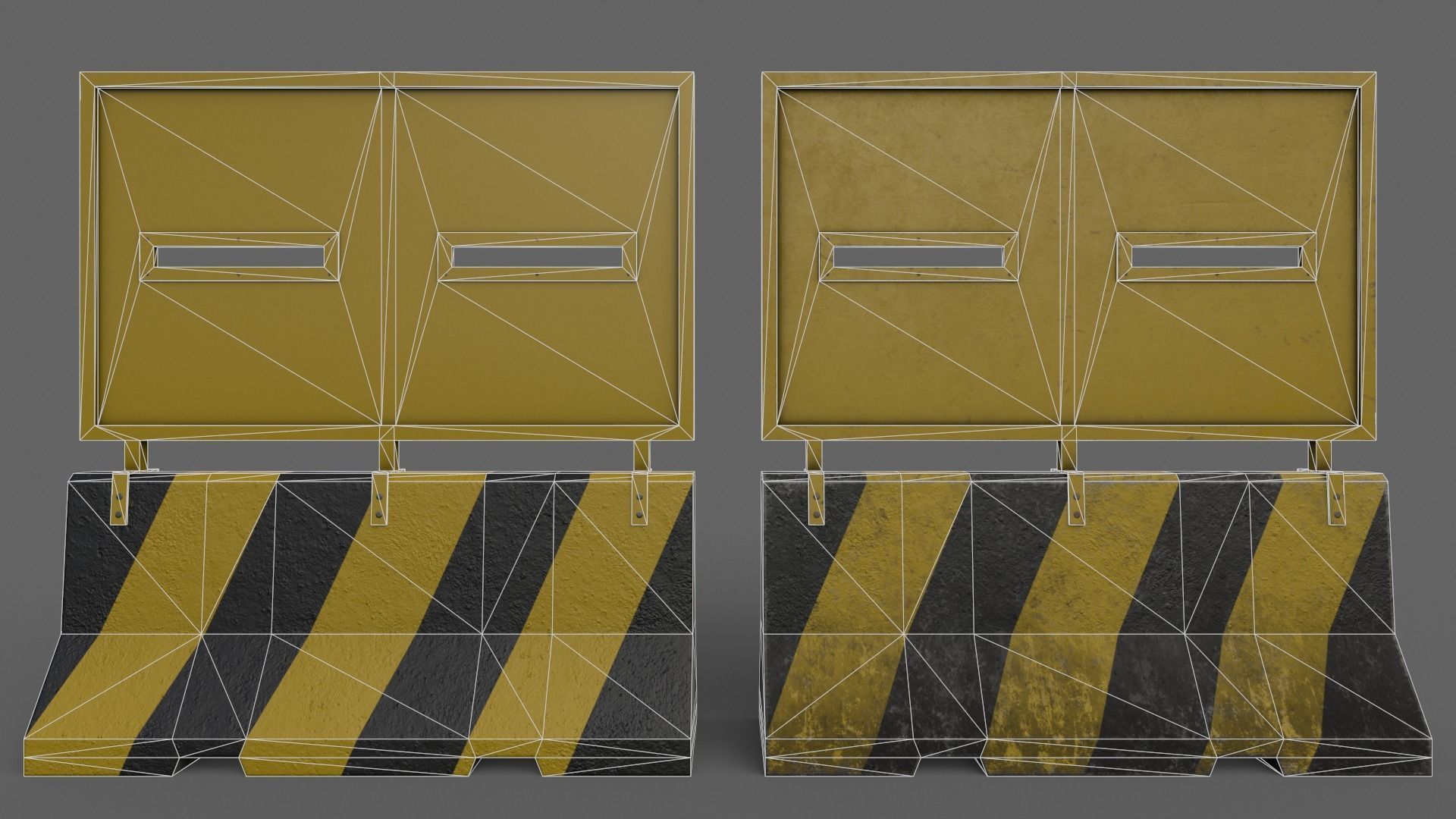 PBR Concrete Roadblock Barrier V2 Low-poly 3D model_6