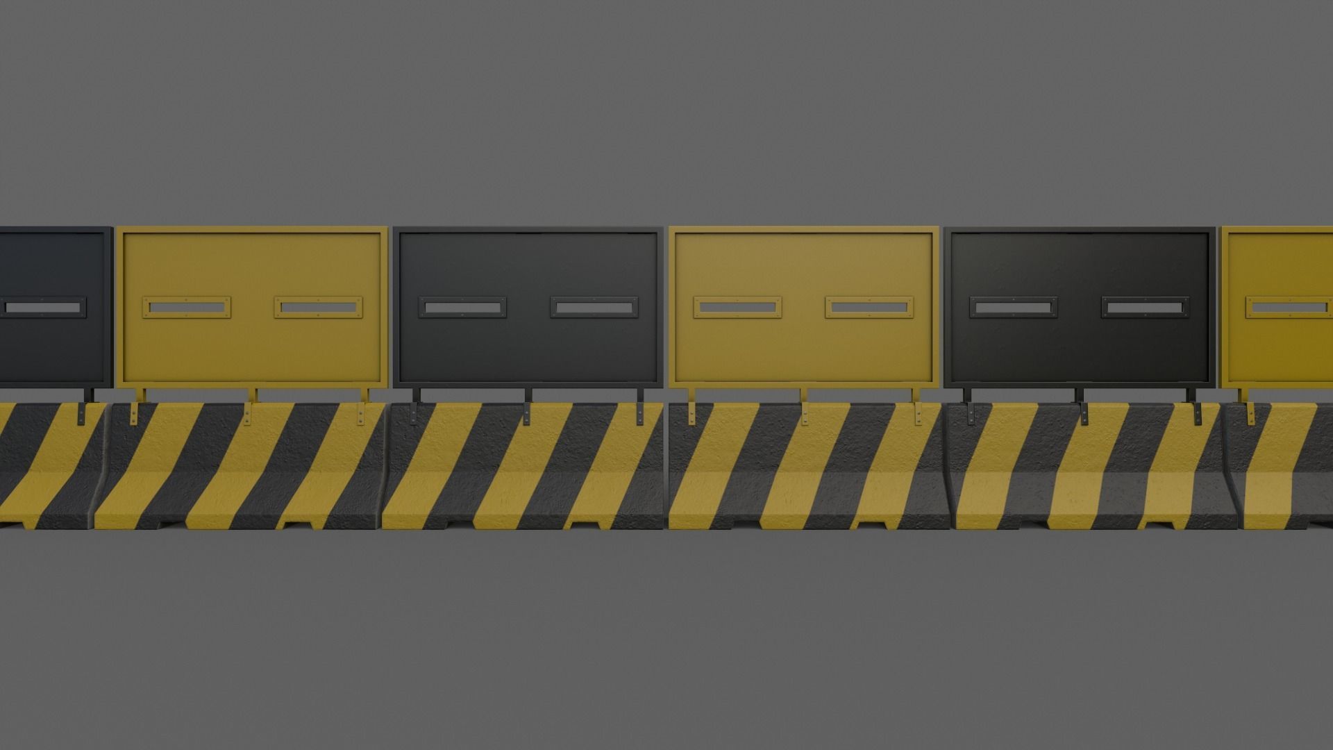 PBR Concrete Roadblock Barrier V2 Low-poly 3D model_15