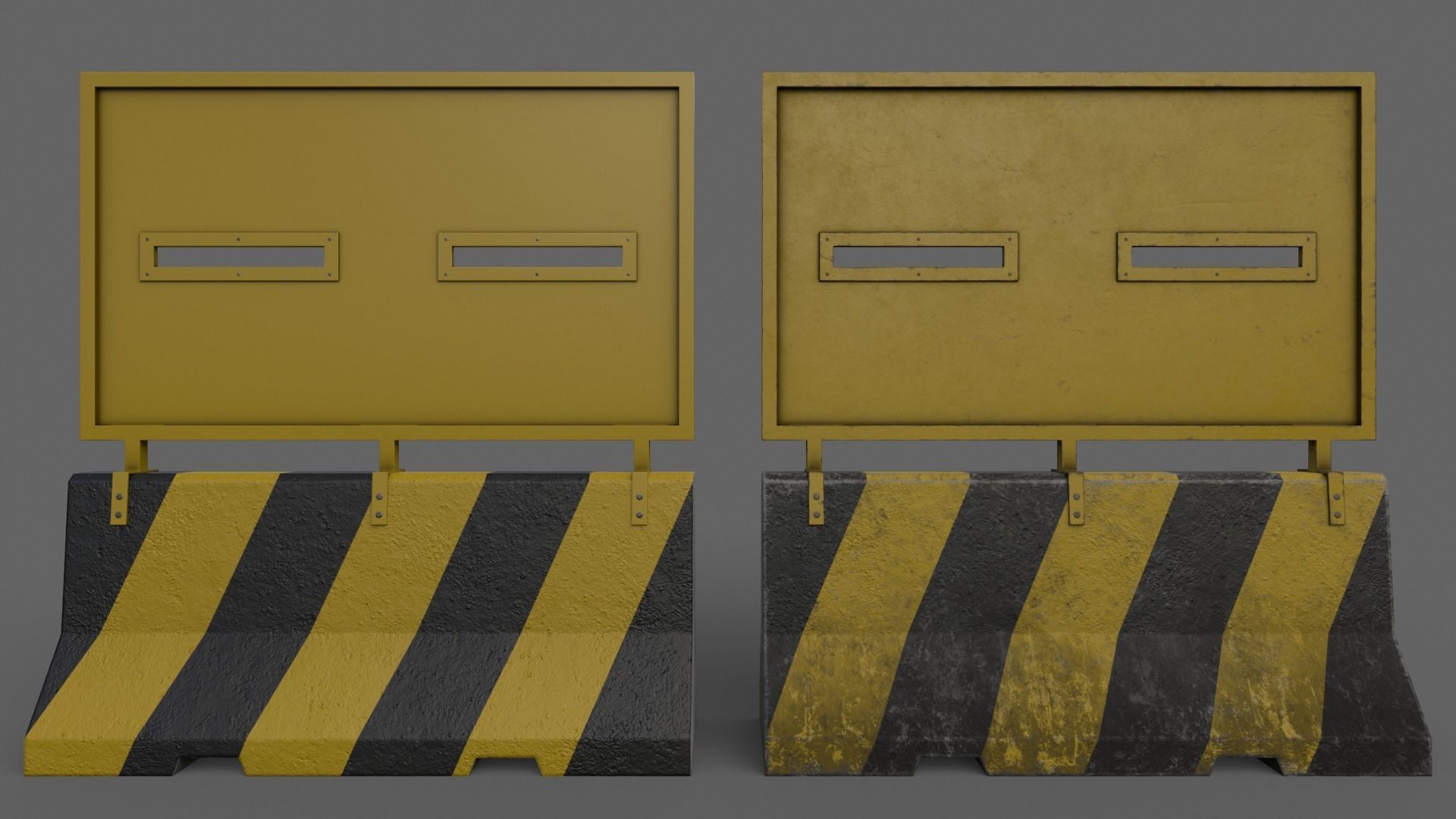 PBR Concrete Roadblock Barrier V2 Low-poly 3D model_5