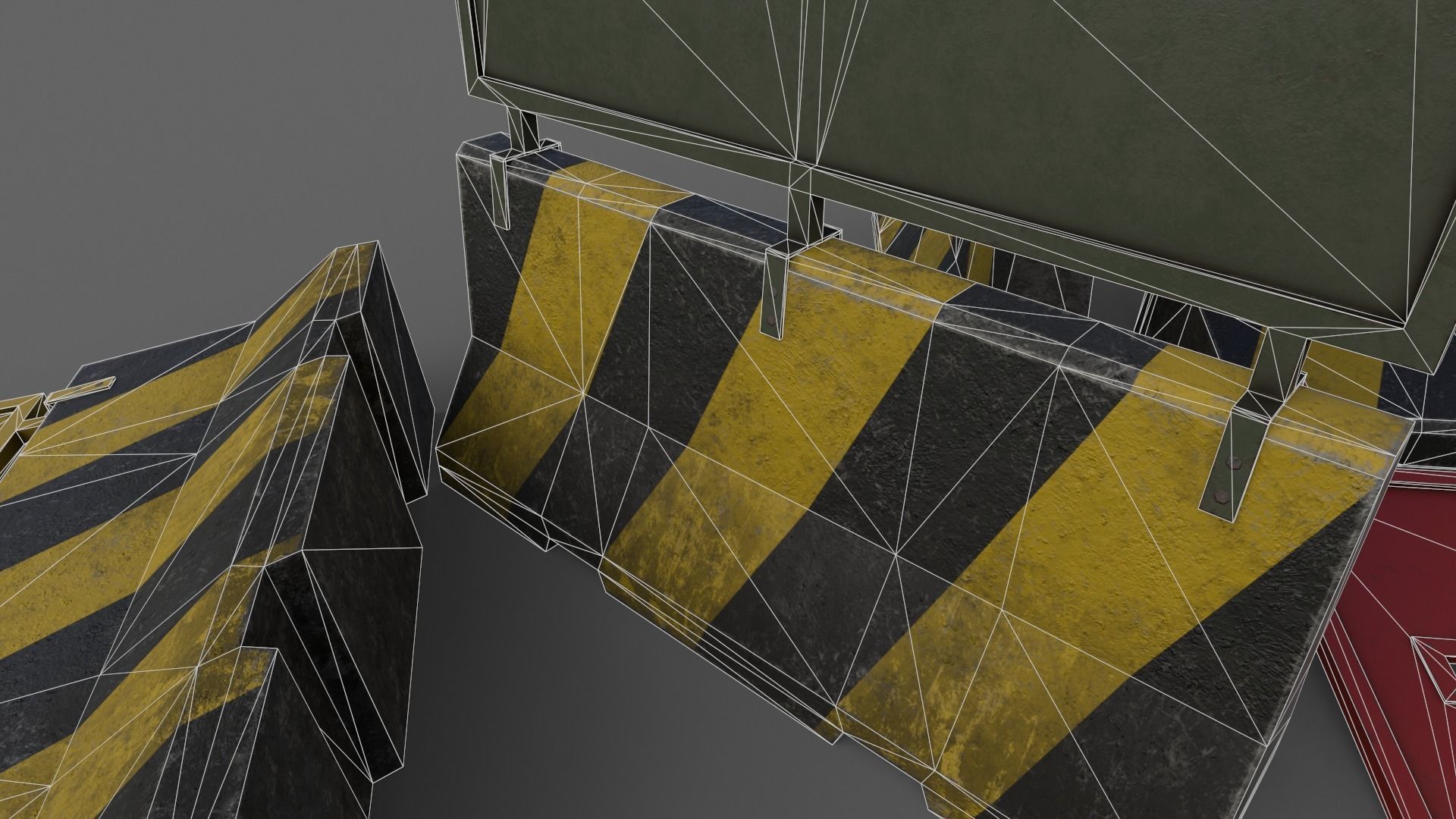 PBR Concrete Roadblock Barrier V2 Low-poly 3D model_26