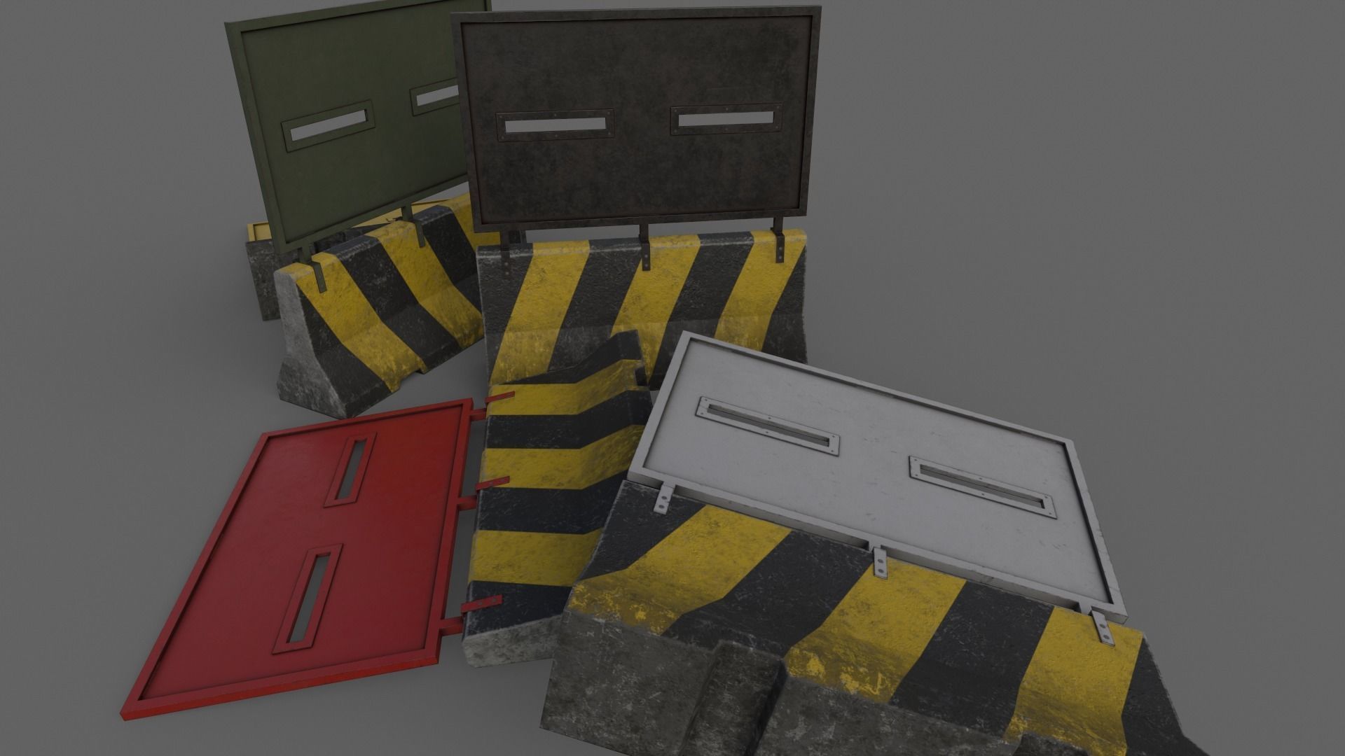 PBR Concrete Roadblock Barrier V2 Low-poly 3D model_23