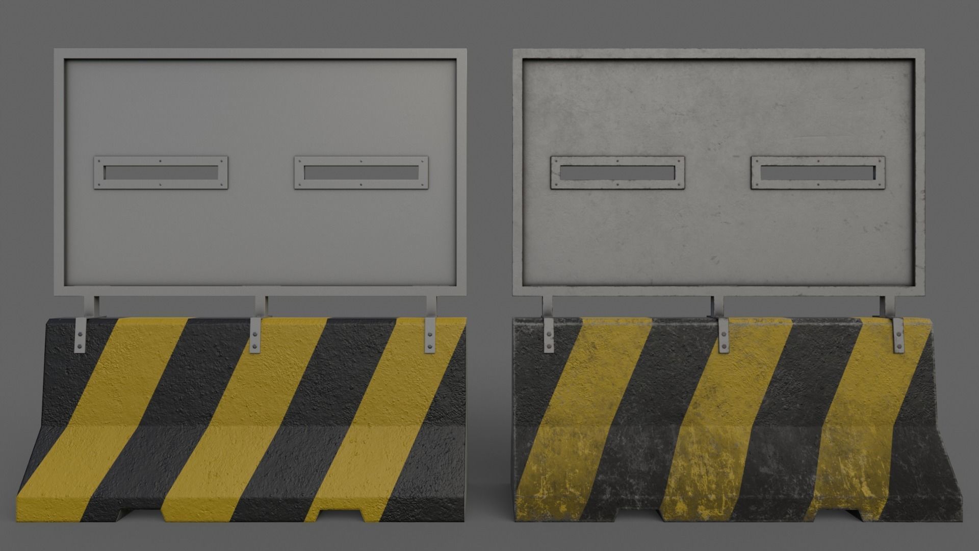 PBR Concrete Roadblock Barrier V2 Low-poly 3D model_9