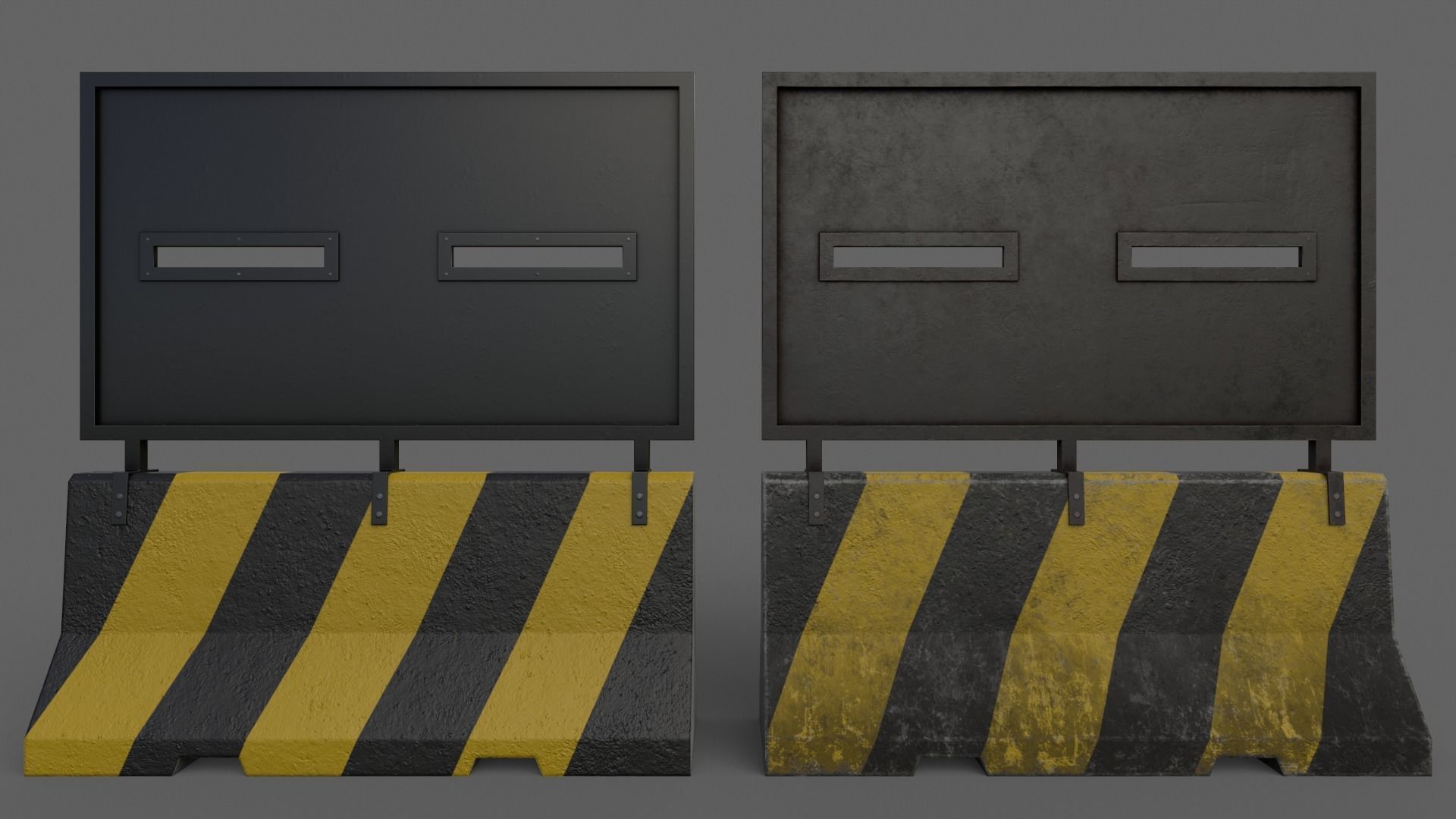 PBR Concrete Roadblock Barrier V2 Low-poly 3D model_7