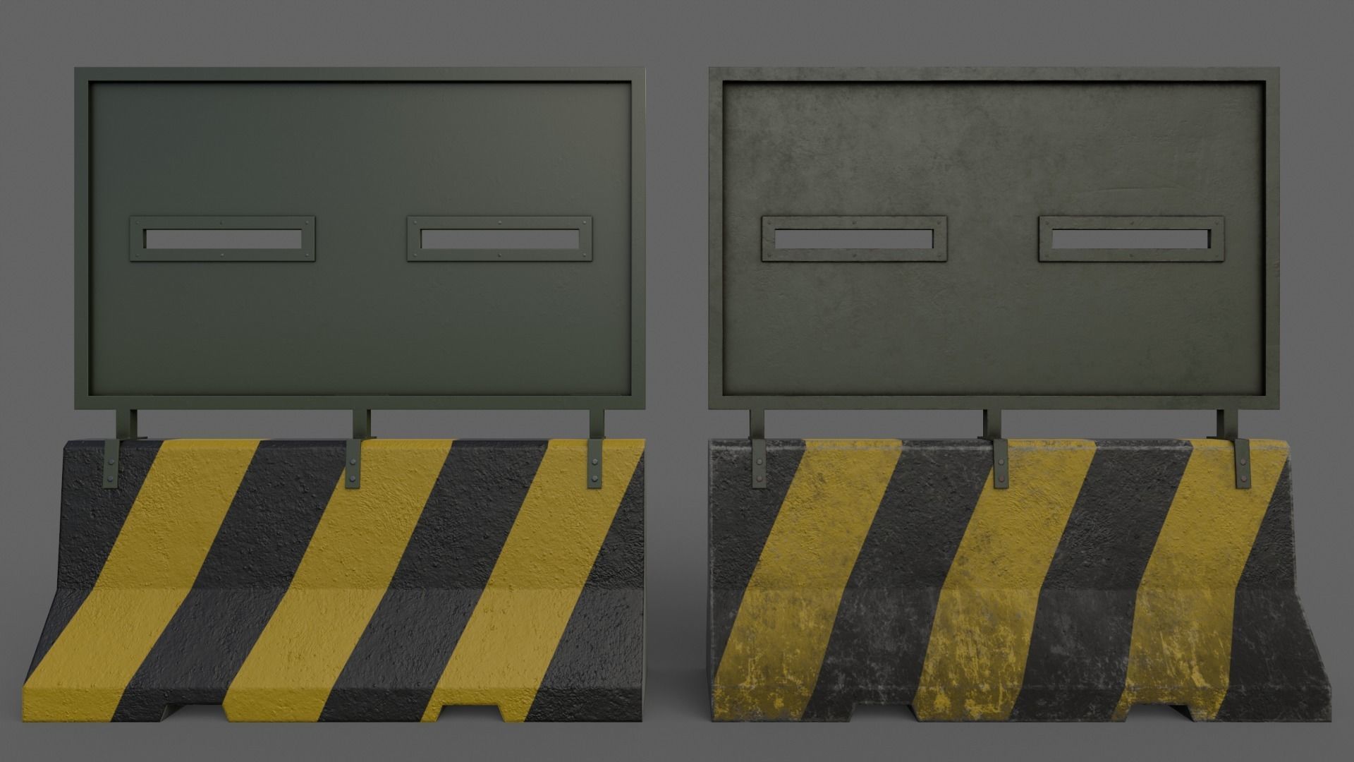 PBR Concrete Roadblock Barrier V2 Low-poly 3D model_3