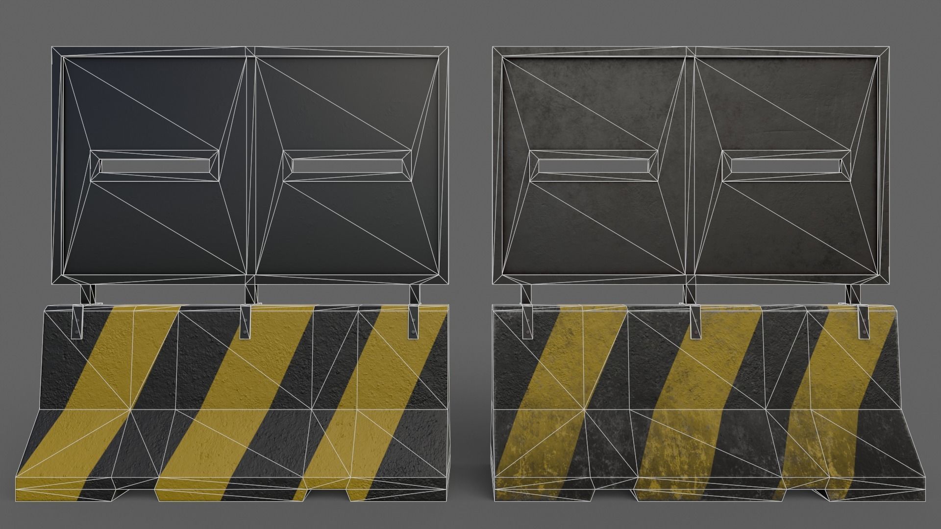 PBR Concrete Roadblock Barrier V2 Low-poly 3D model_8