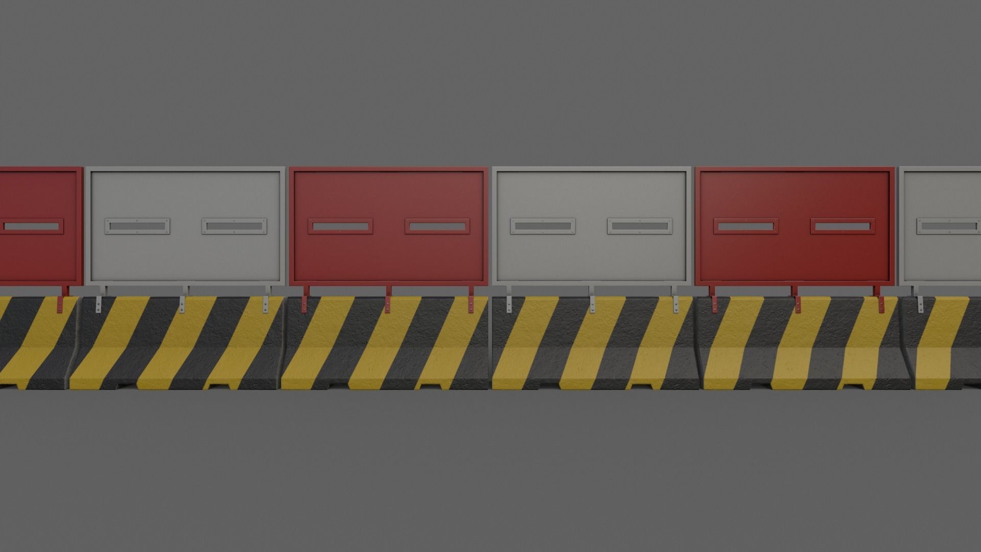 PBR Concrete Roadblock Barrier V2 Low-poly 3D model_13
