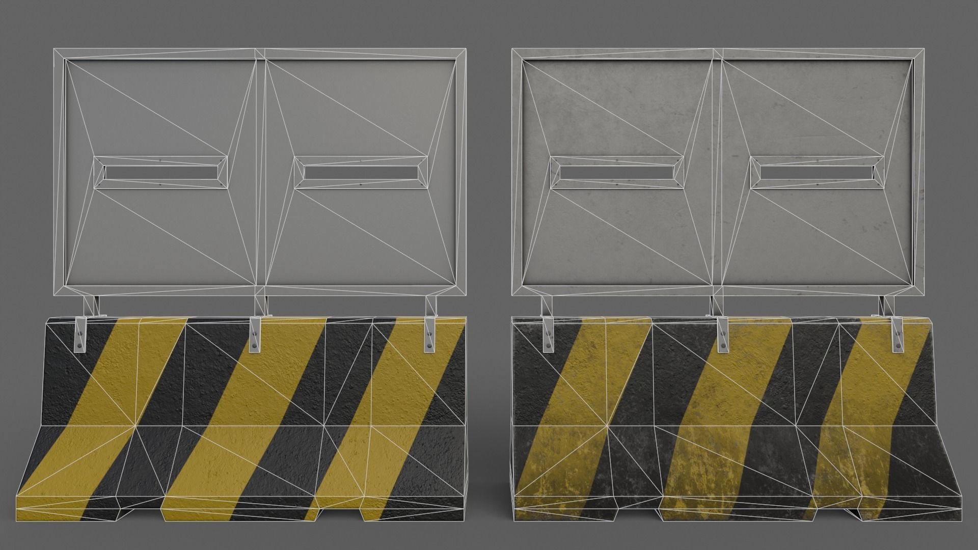 PBR Concrete Roadblock Barrier V2 Low-poly 3D model_10