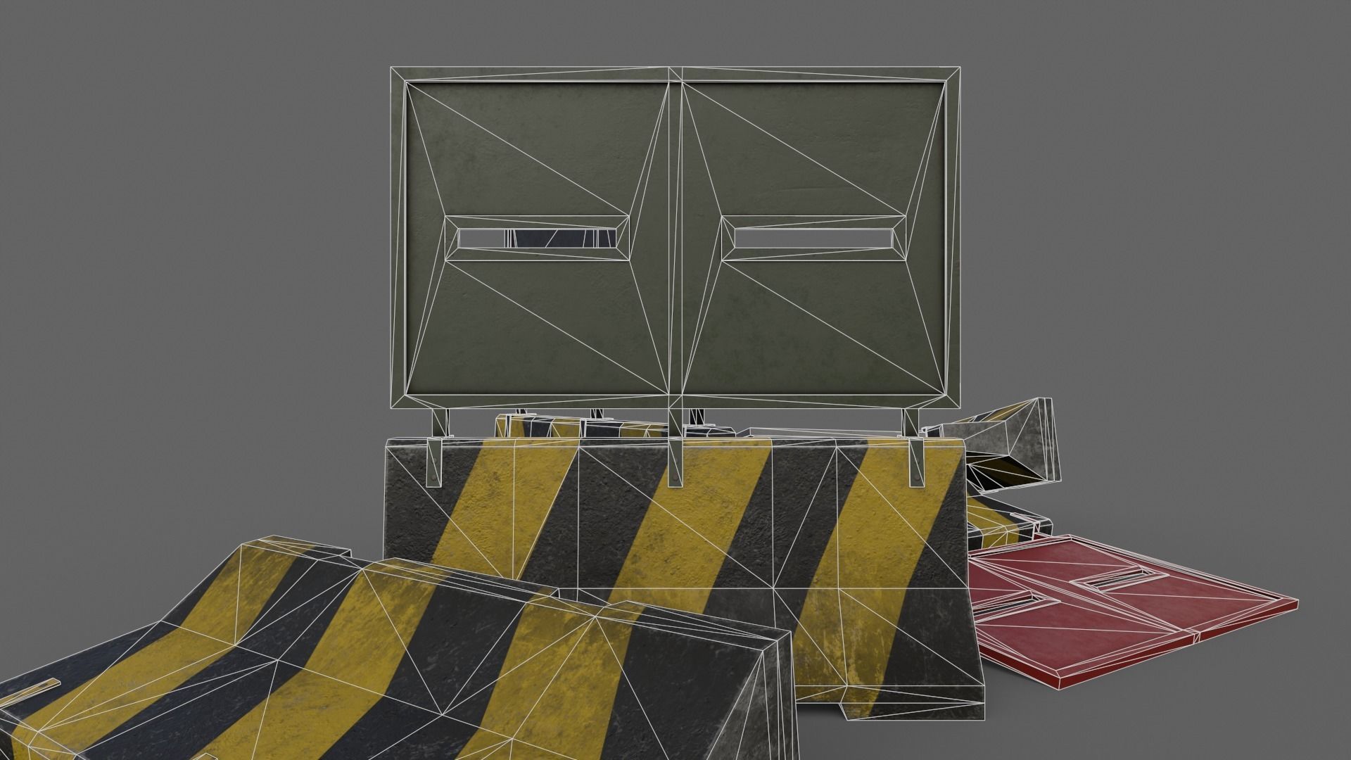 PBR Concrete Roadblock Barrier V2 Low-poly 3D model_20