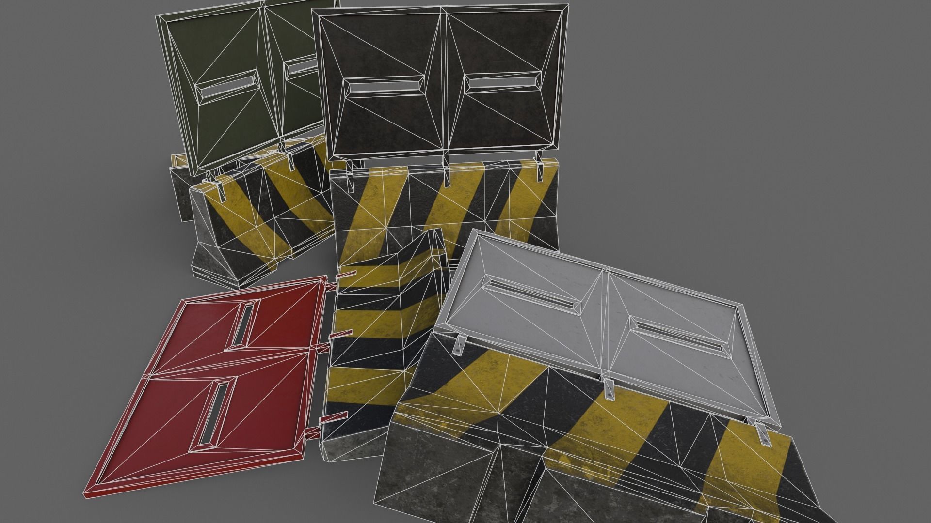 PBR Concrete Roadblock Barrier V2 Low-poly 3D model_24