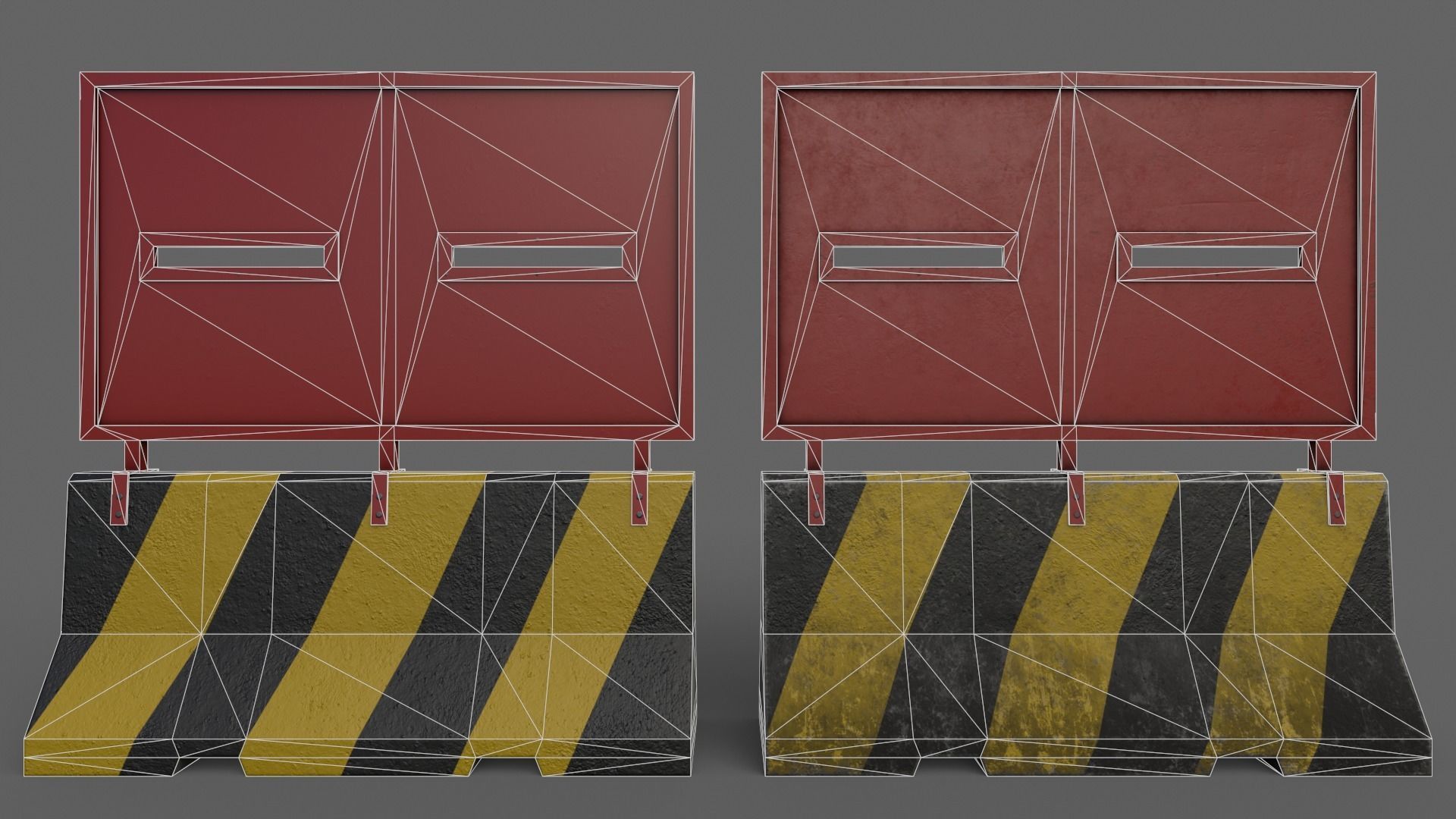 PBR Concrete Roadblock Barrier V2 Low-poly 3D model_12