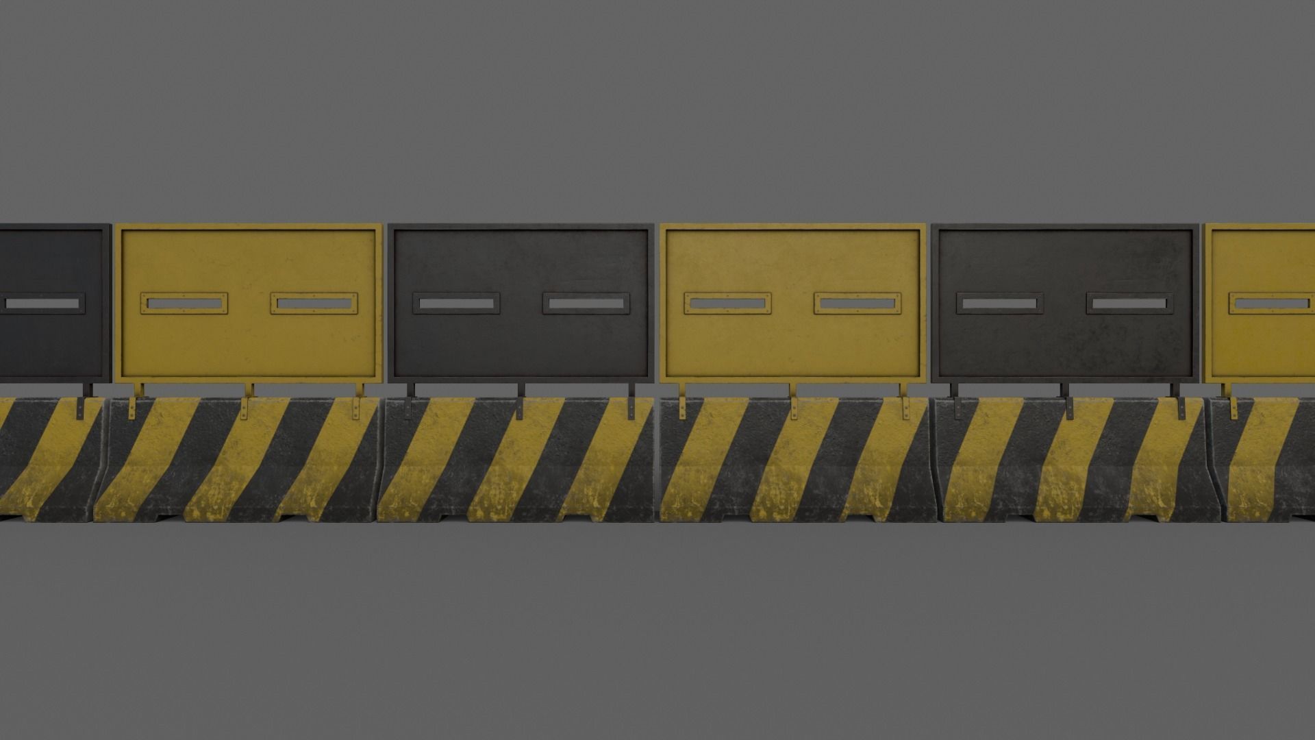 PBR Concrete Roadblock Barrier V2 Low-poly 3D model_16