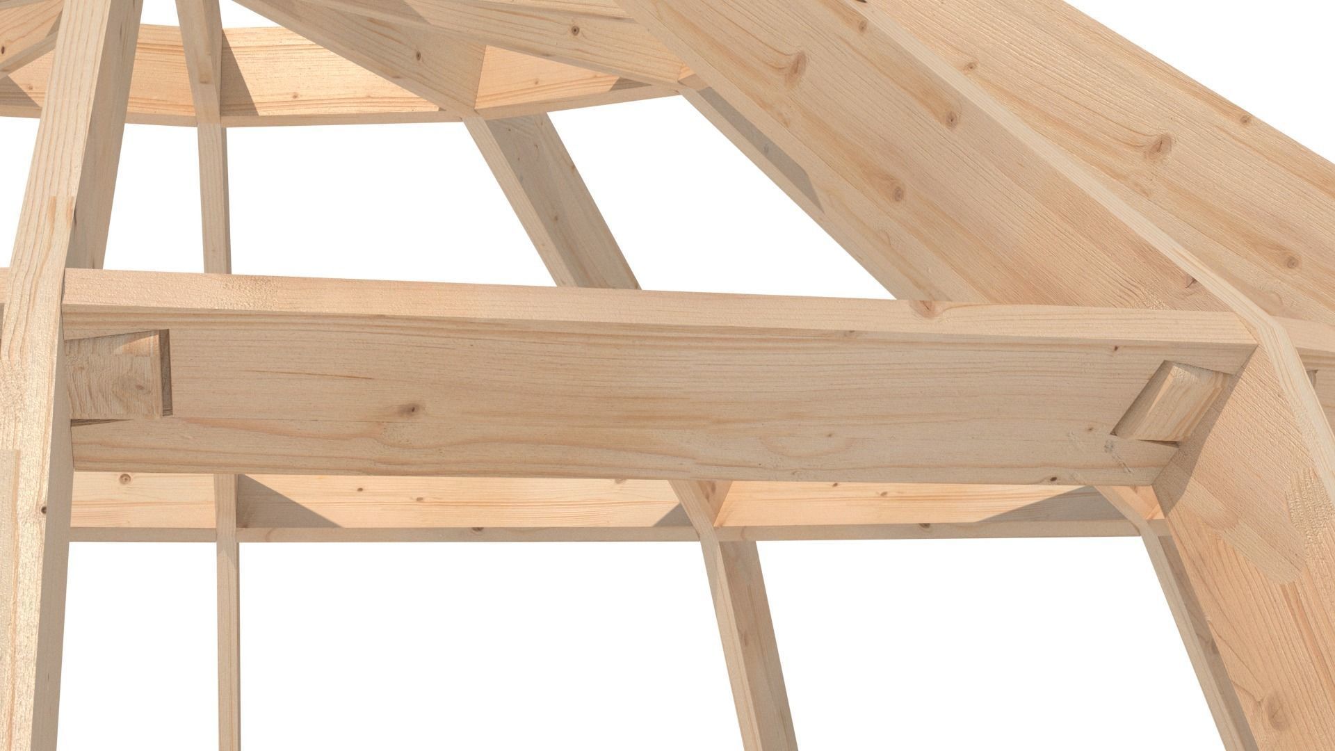 Wood construction dome Low-poly 3D model_4