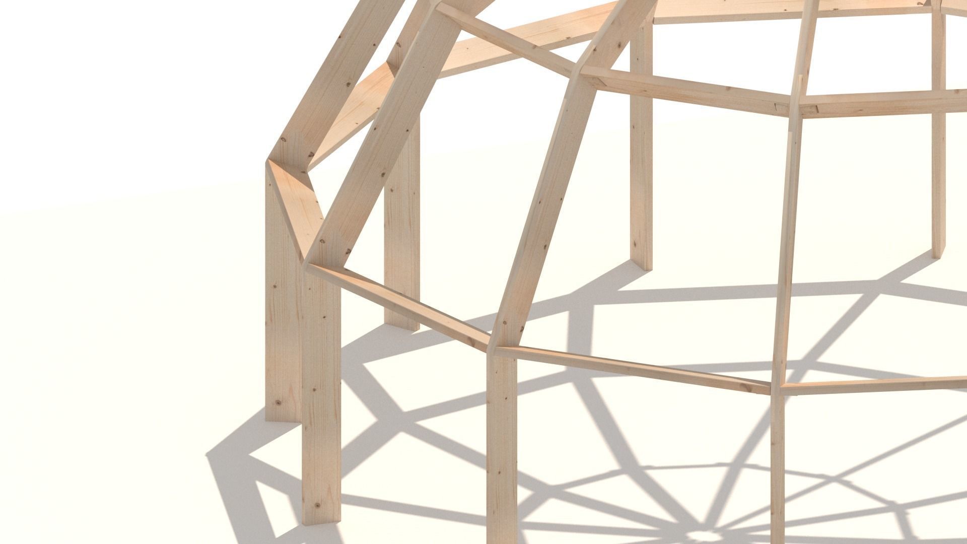 Wood construction dome Low-poly 3D model_3