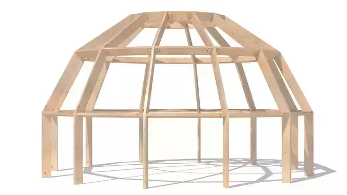 Wood construction dome Low-poly 3D model