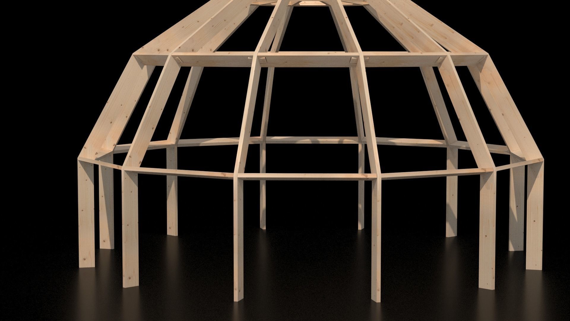 Wood construction dome Low-poly 3D model_5