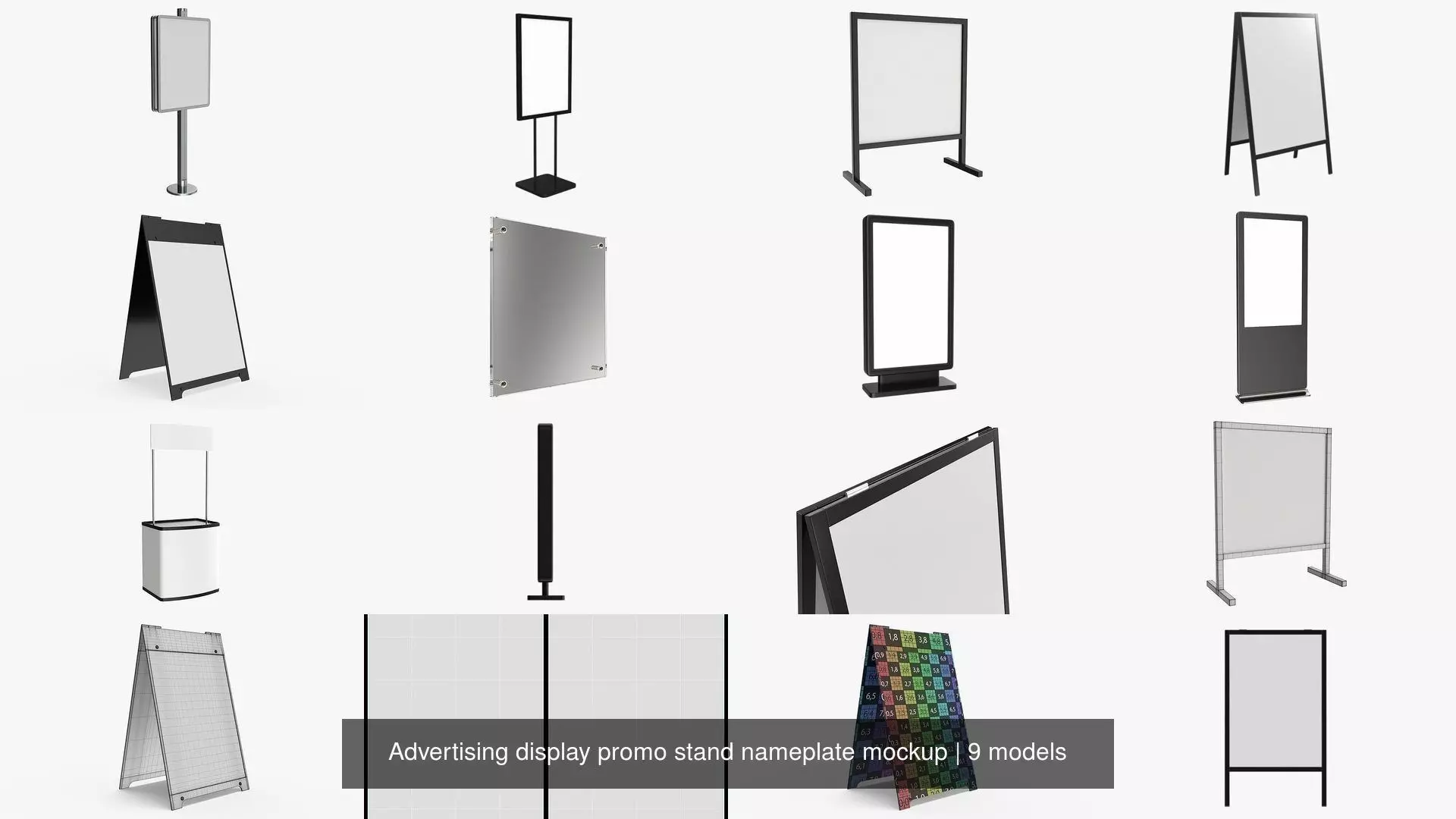 Advertising display promo stand nameplate mockup 3D Model Collection_1