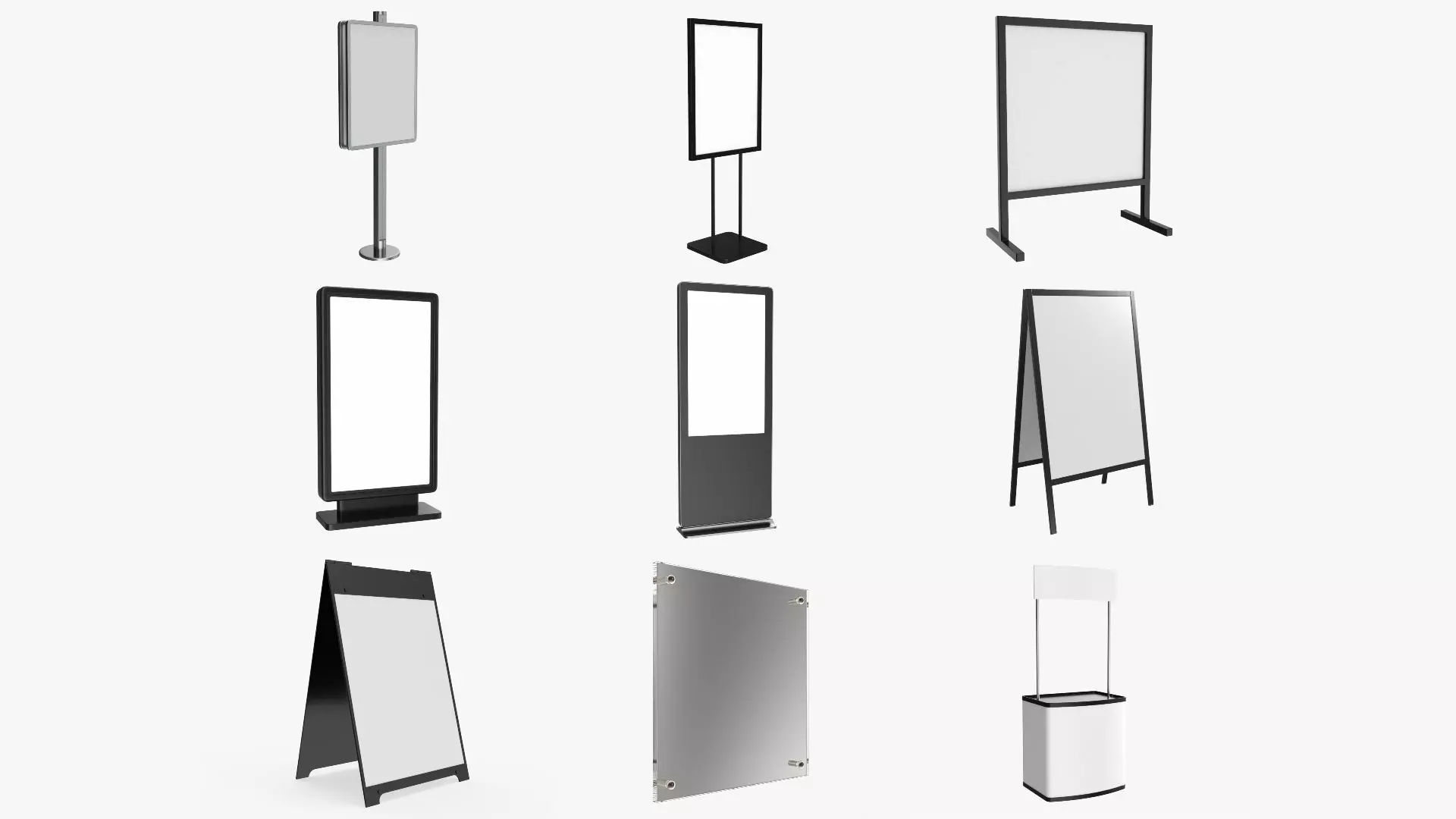 Advertising display promo stand nameplate mockup 3D Model Collection_0