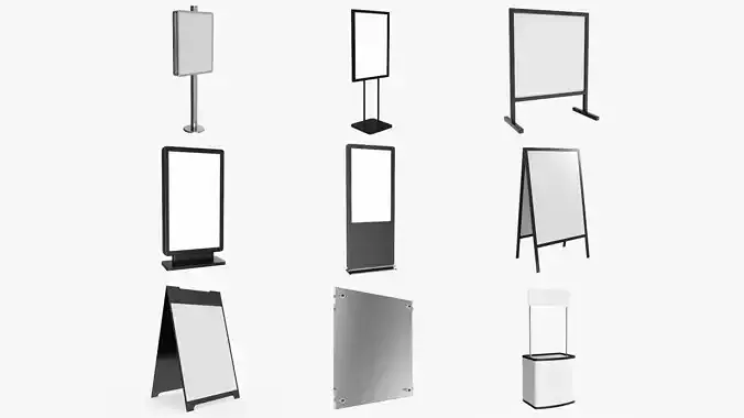 Advertising display promo stand nameplate mockup 3D Model Collection