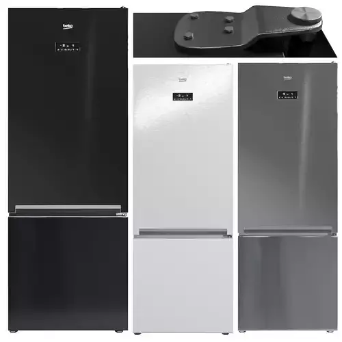 Beko refrigerator RCNE560E40ZXBN single door black white metal  3D model