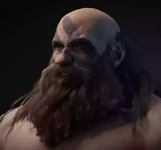 Dwarf Game Ready Low-poly 3D model bearded man with beard Low-poly 3D model