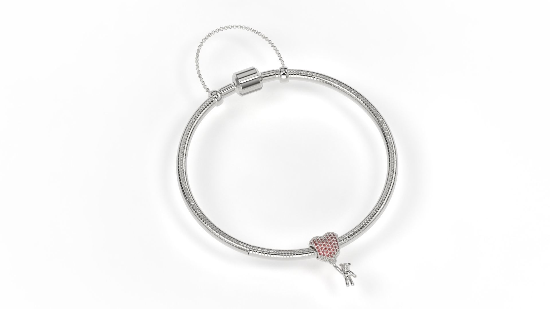 Bear and Heart with gems 3D print model_3