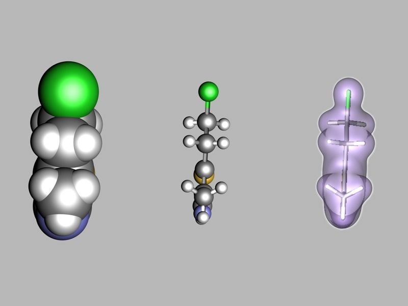 Clomethiazole molecule 3D model_1