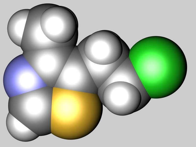 Clomethiazole molecule 3D model_3