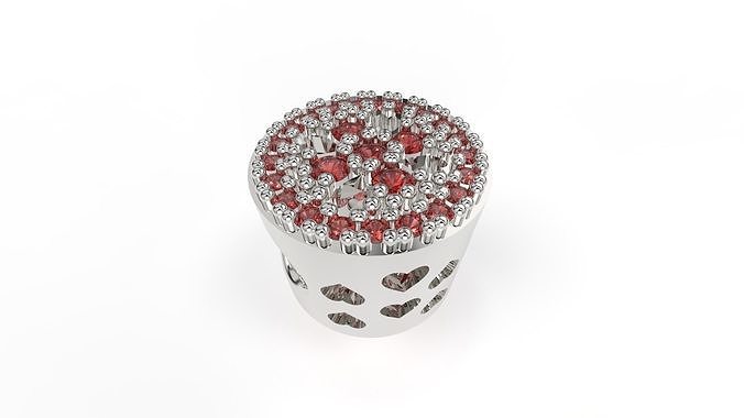Rounded Charm with Hearts and Gems 3D print model