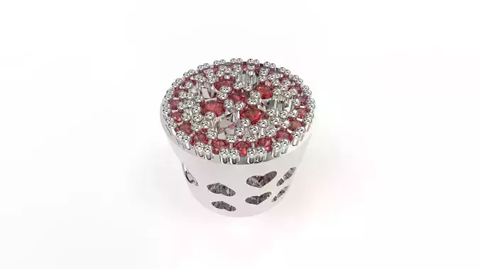 Rounded Charm with Hearts and Gems