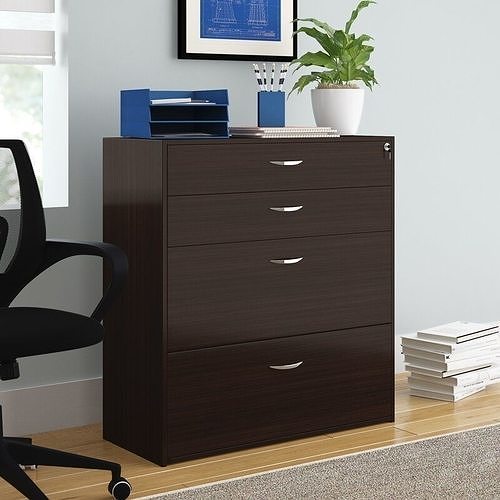 Wenge Bercut 4 Drawer Storage and Filing Cabinet 3D model