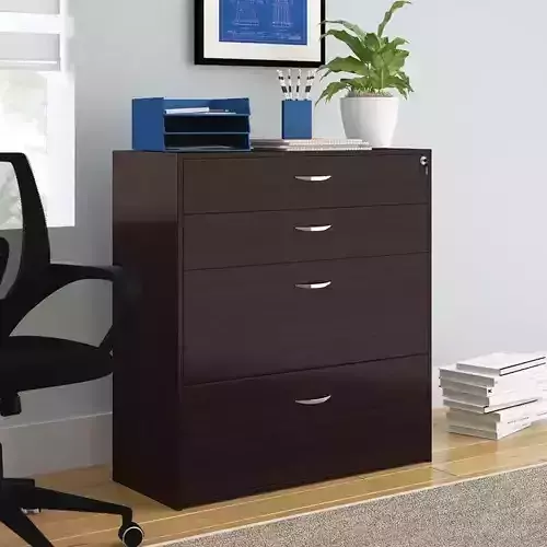 Wenge Bercut 4 Drawer Storage and Filing Cabinet 3D model