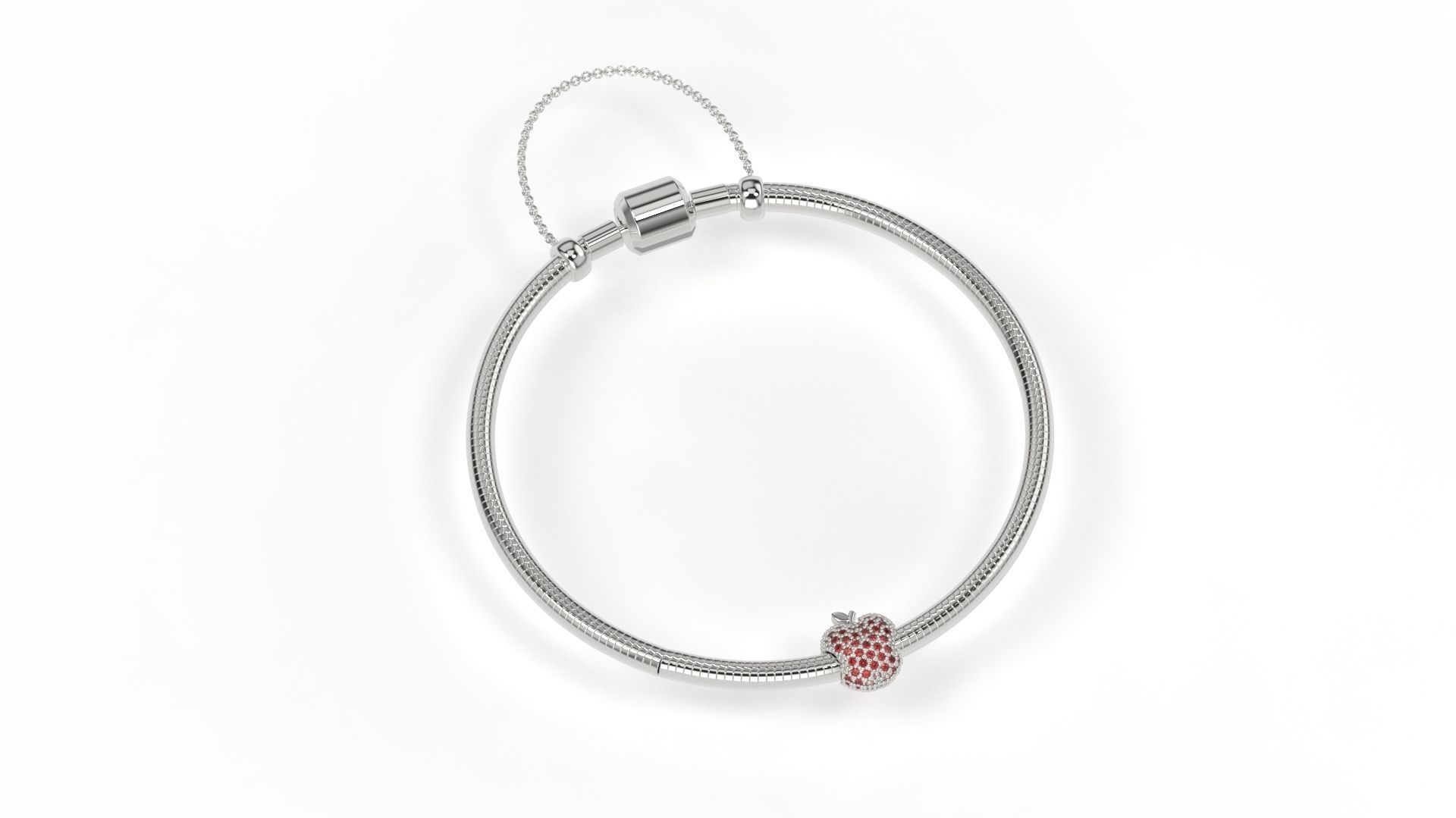 Apple Charm with gems 3D print model_4