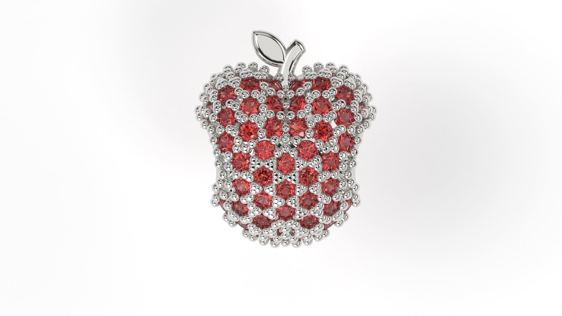 Apple Charm with gems 3D print model_2