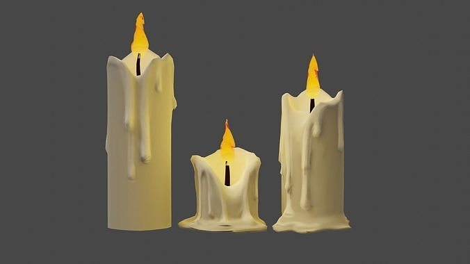 Stylized Candles Low-poly 3D model