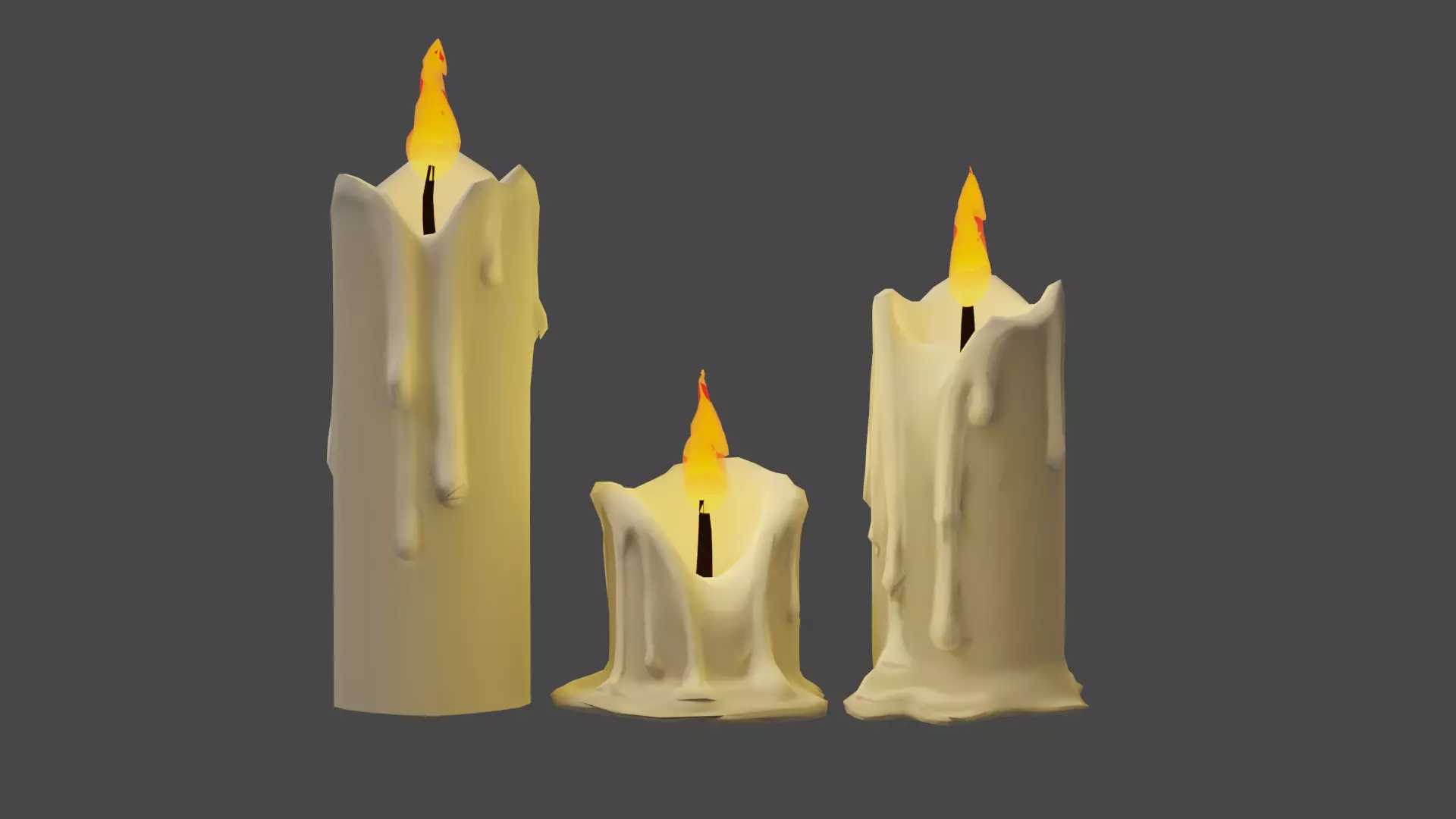 Stylized Candles Low-poly 3D model
