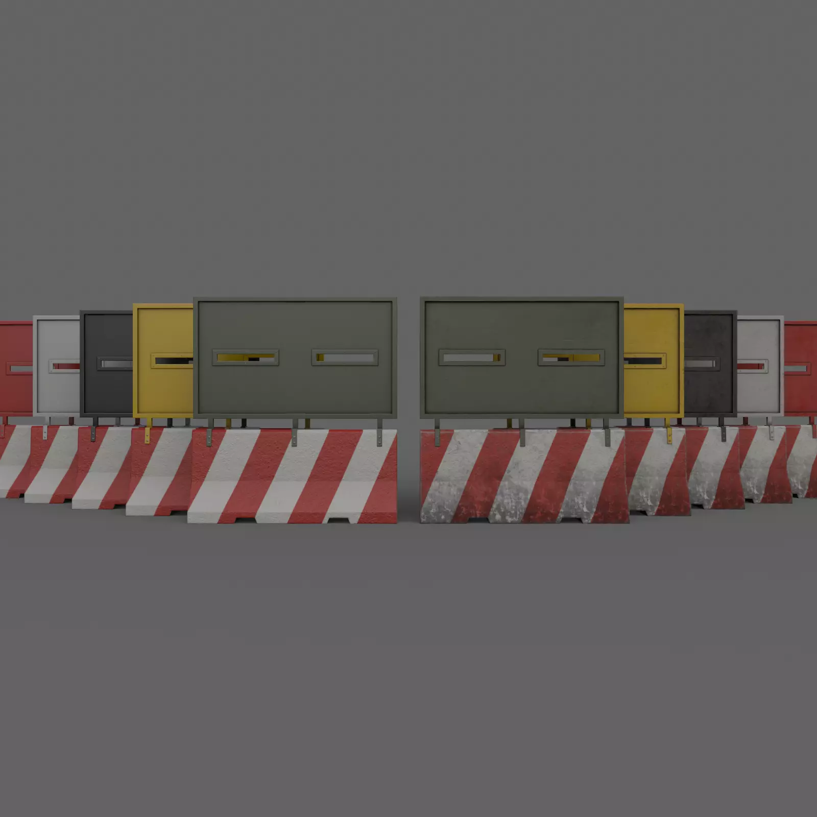 PBR Concrete Roadblock Barrier V3 Low-poly 3D model