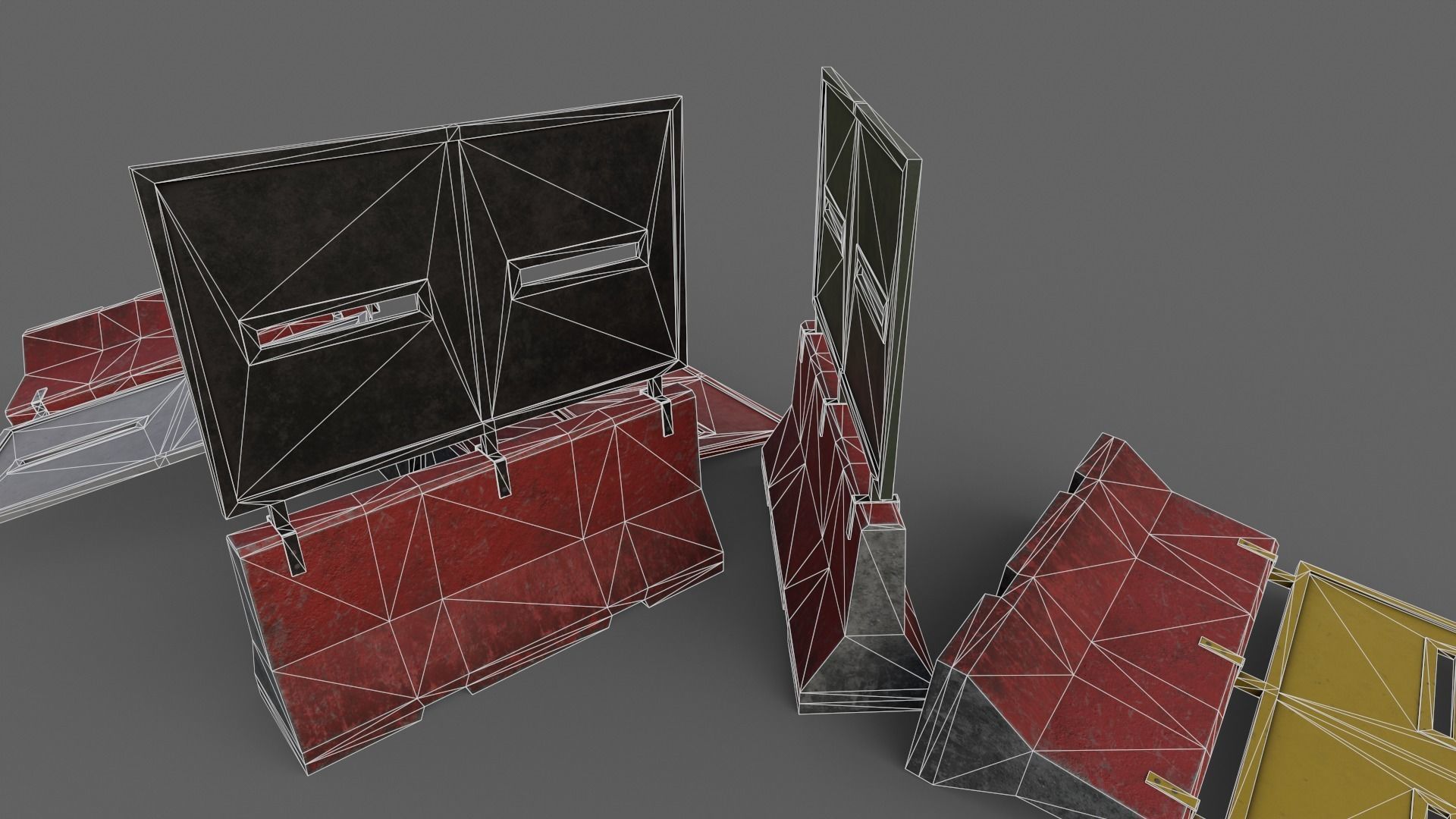 PBR Concrete Roadblock Barrier V4 Low-poly 3D model_22