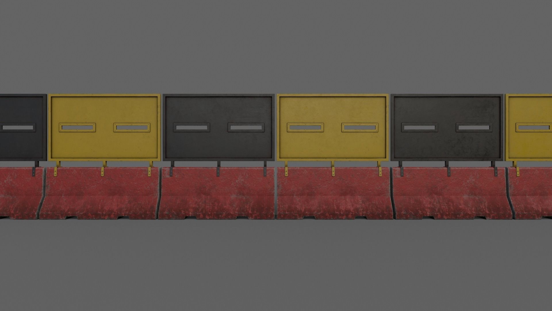 PBR Concrete Roadblock Barrier V4 Low-poly 3D model_16