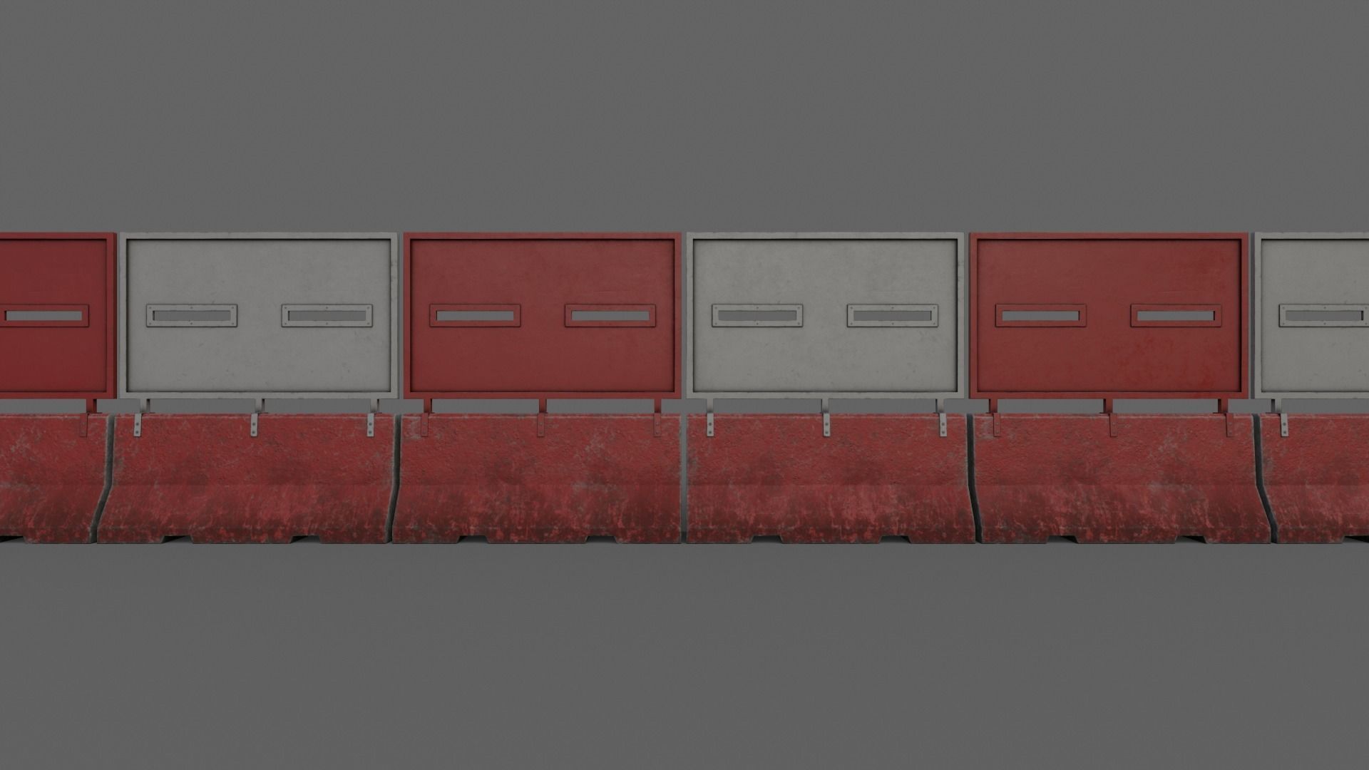 PBR Concrete Roadblock Barrier V4 Low-poly 3D model_14