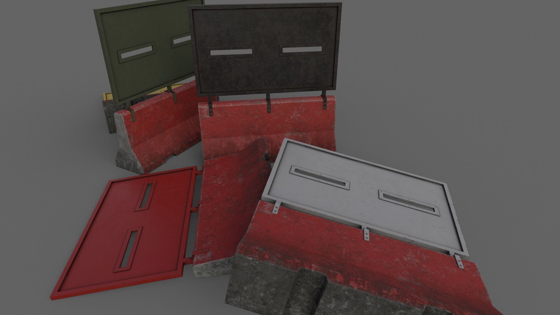 PBR Concrete Roadblock Barrier V4 Low-poly 3D model_23