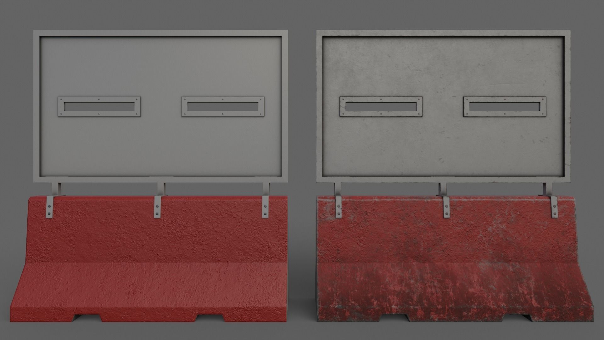 PBR Concrete Roadblock Barrier V4 Low-poly 3D model_9